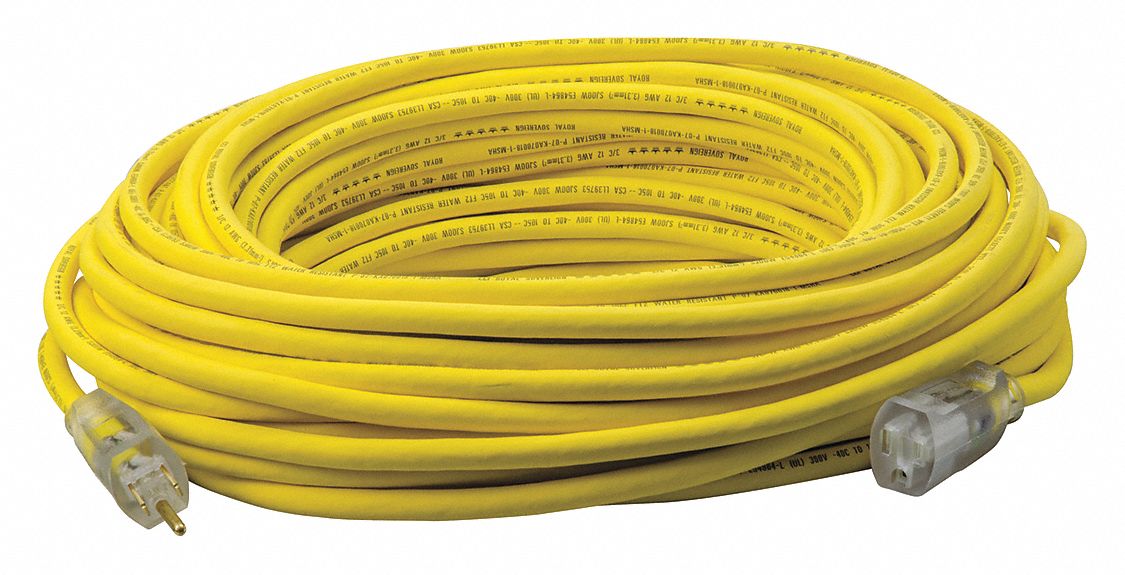 Extension Cord 100ft 12Ga 15A SJEOOW Yel