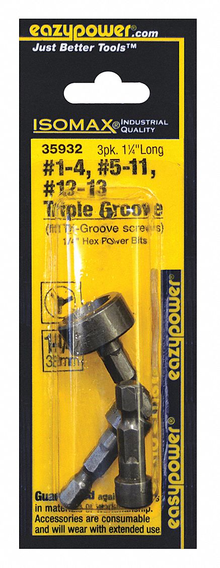 DriverBitSet 3pcs Steel Shank 1/4