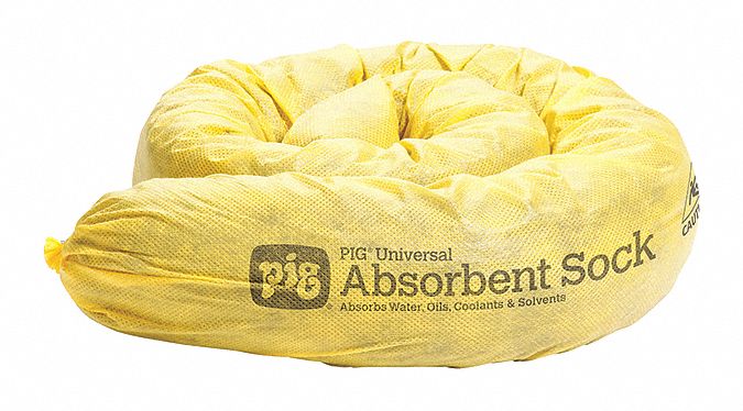 Absorbent Sock Yellow 3 Dia PK12