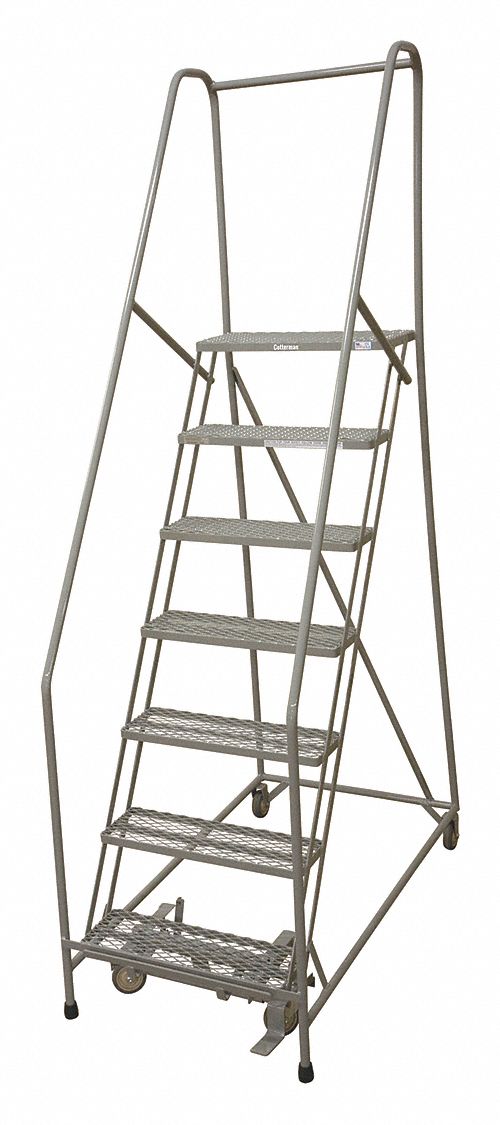 Rolling Ladder 100 in H 7 Steps Rubber