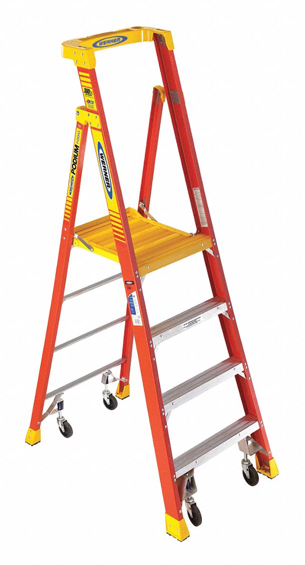 Podium Stepladder 4 ft Fiberglass 300 lb