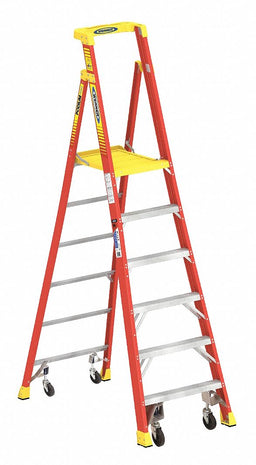 Podium Stepladder 6 ft Fiberglass 300 lb