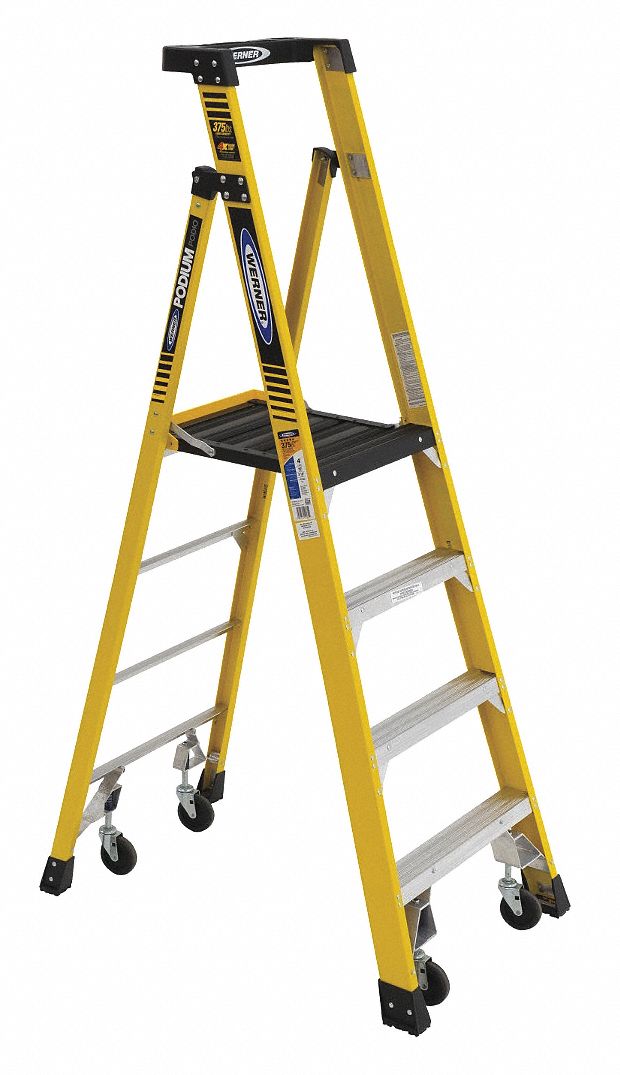 Podium Stepladder 6 ft Fiberglass 375 lb