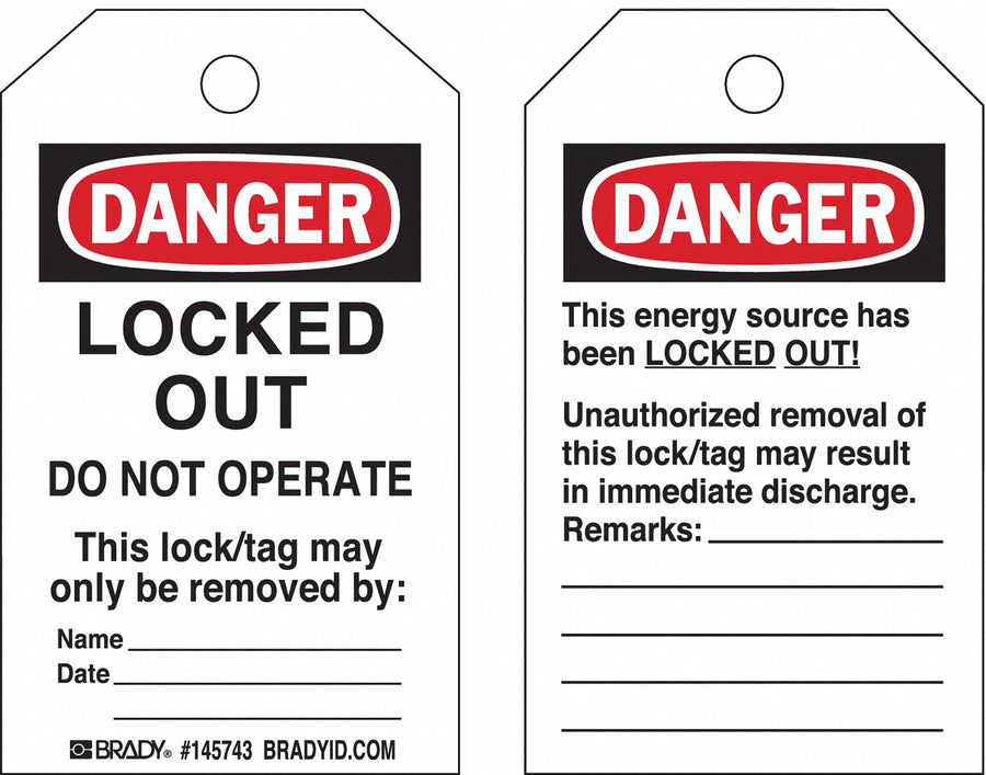 Danger Tag Locked Out Do Not Operte PK10