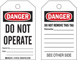 Danger Tag Do Not Operate PK10