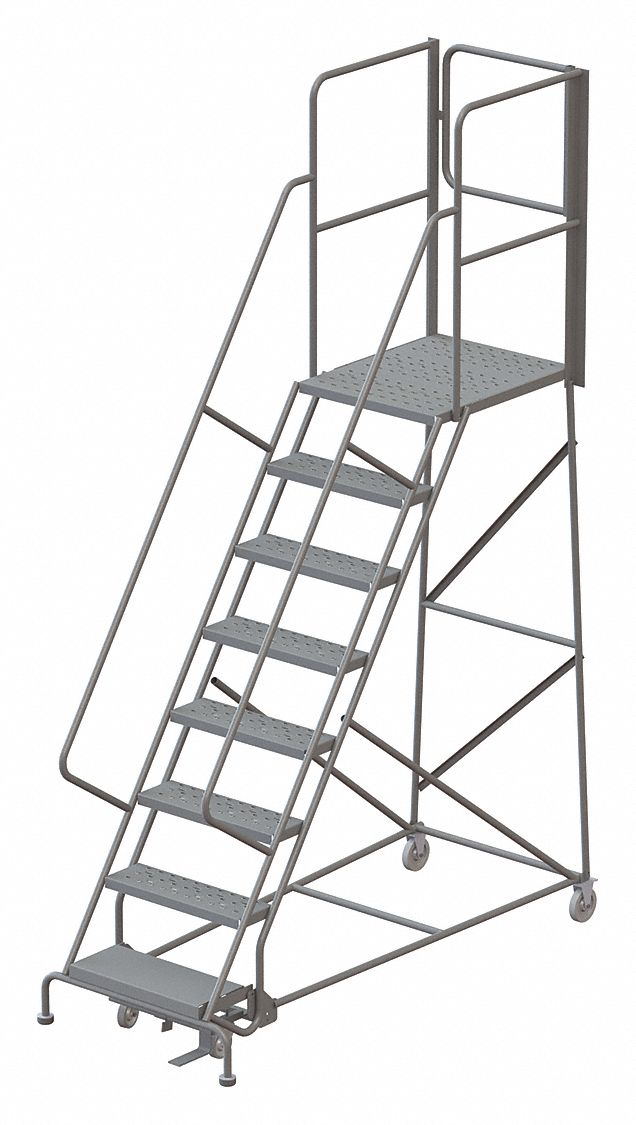 Rolling Ladder Steel 8 Steps Cap. 450lb.