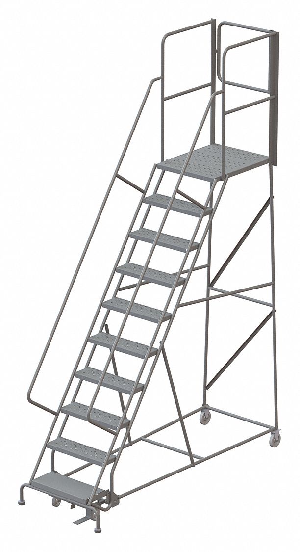 Rolling Ladder 10 Steps Load Cap. 450lb.