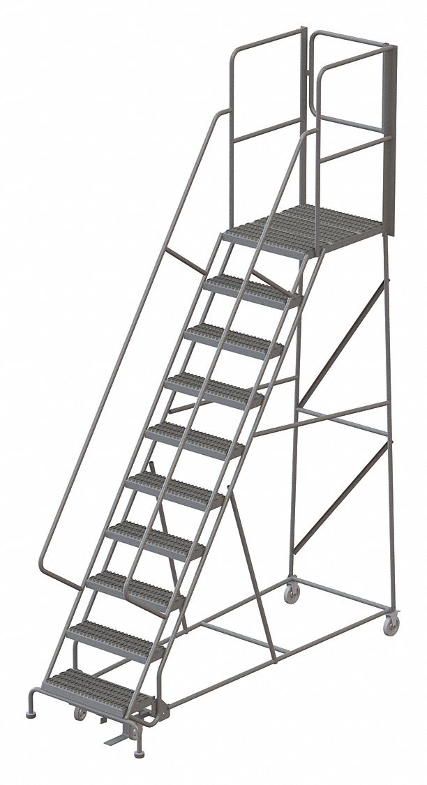 Rolling Ladder Steel 10Steps Cap. 450lb.