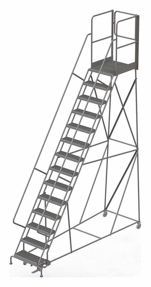 Rolling Ladder Steel 14 Steps 450lb.