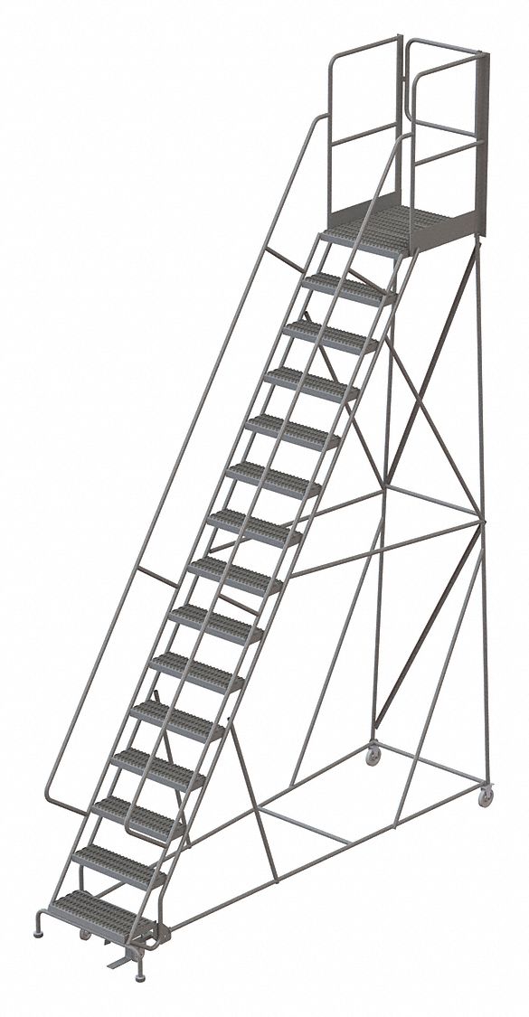 Rolling Ladder 15 Steps Load Cap. 450lb.