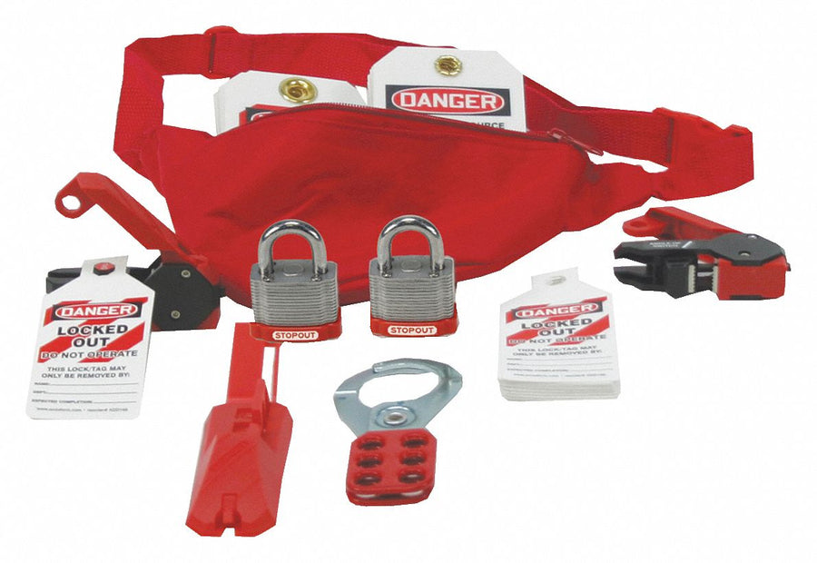Lockout/Tagout Kit Red Nylon Pouch Case