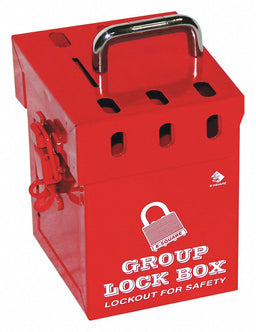 Group Lockout Box Red 6 H Steel
