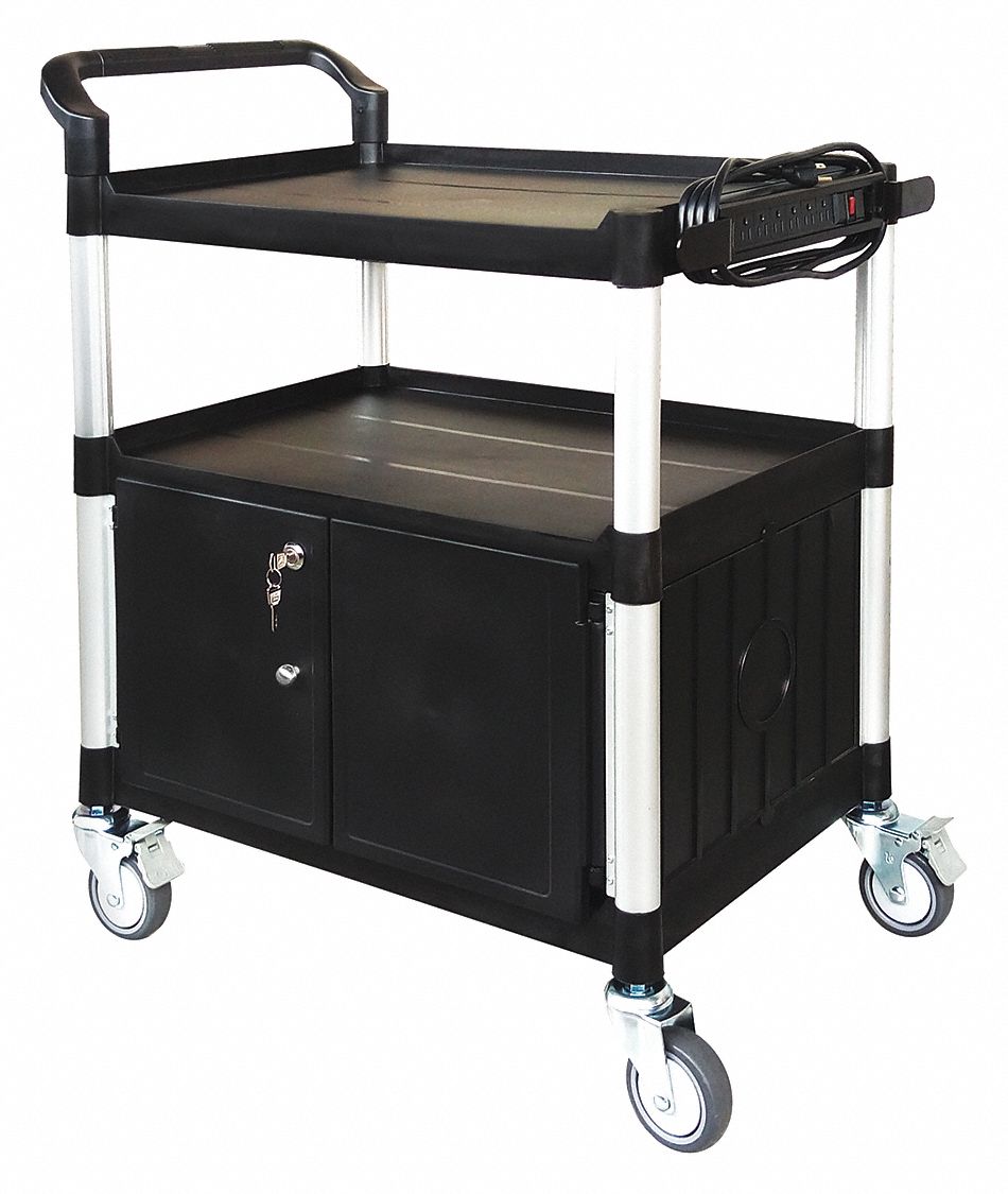Media Cart with Cabinet 37 3/16 H Black