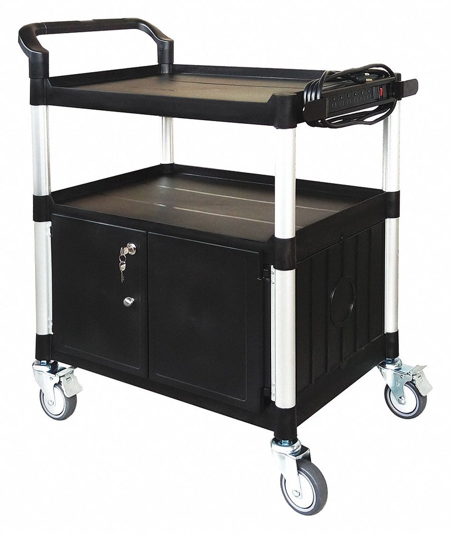 Media Cart with Cabinet 37 3/16 H Black