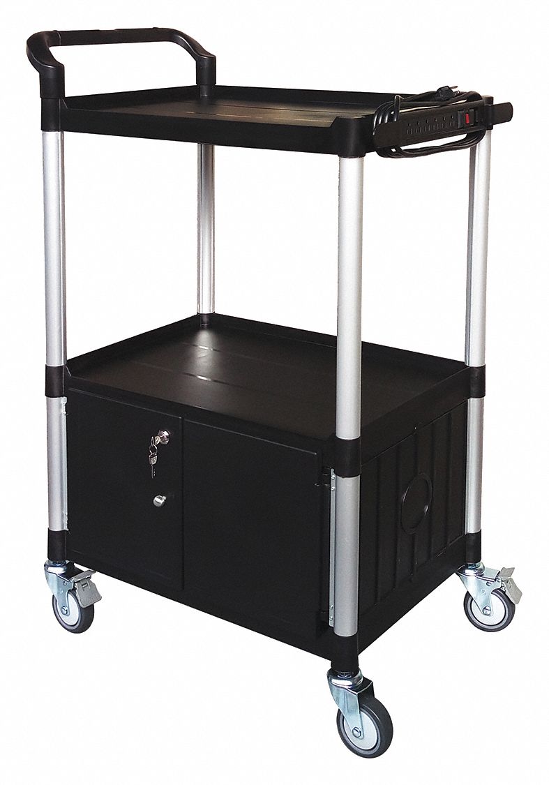 Media Cart with Cabinet 47 1/4 H Black