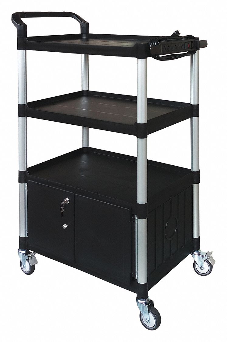 Media Cart with Cabinet 52 3/4 H Black