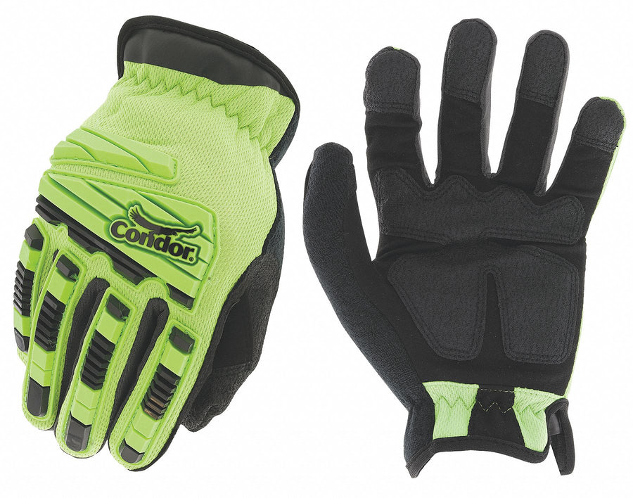 J7287 Mechanics Gloves Hi-Vis Green 8 PR