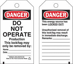 Lockout Tag 5-3/4 H x 3 W Polyester