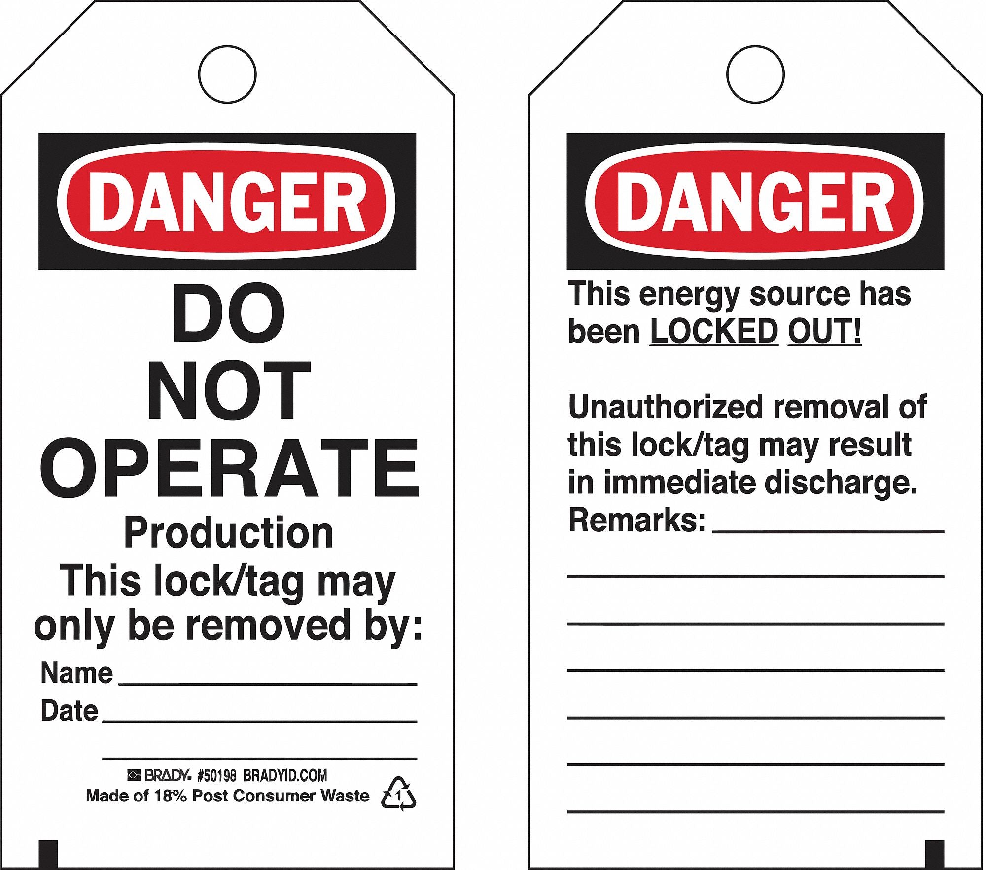 Lockout Tag 5-3/4 H 3 W Paper