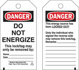 Lockout Tag 5-3/4 Hx3 W Polyester PK25