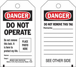 Lockout Tag 5-3/4 Hx3 W Polyester PK25