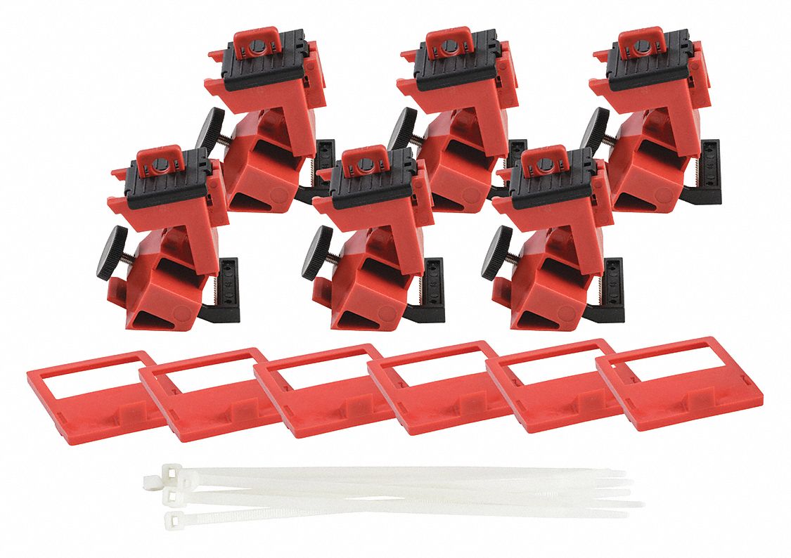 Single Pole Brkr Lockout Red 3-3/4 H PK6