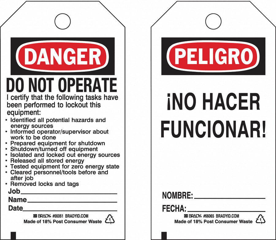 Lockout Tag 5-3/4 H x 3 W Polyester