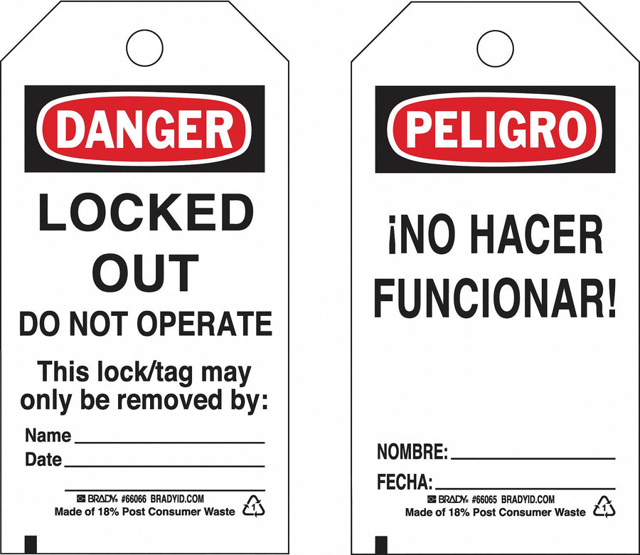 Lockout Tag 5-3/4 Hx3 W Polyester PK25