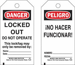 Lockout Tag 5-3/4 H 3 W Paper PK25