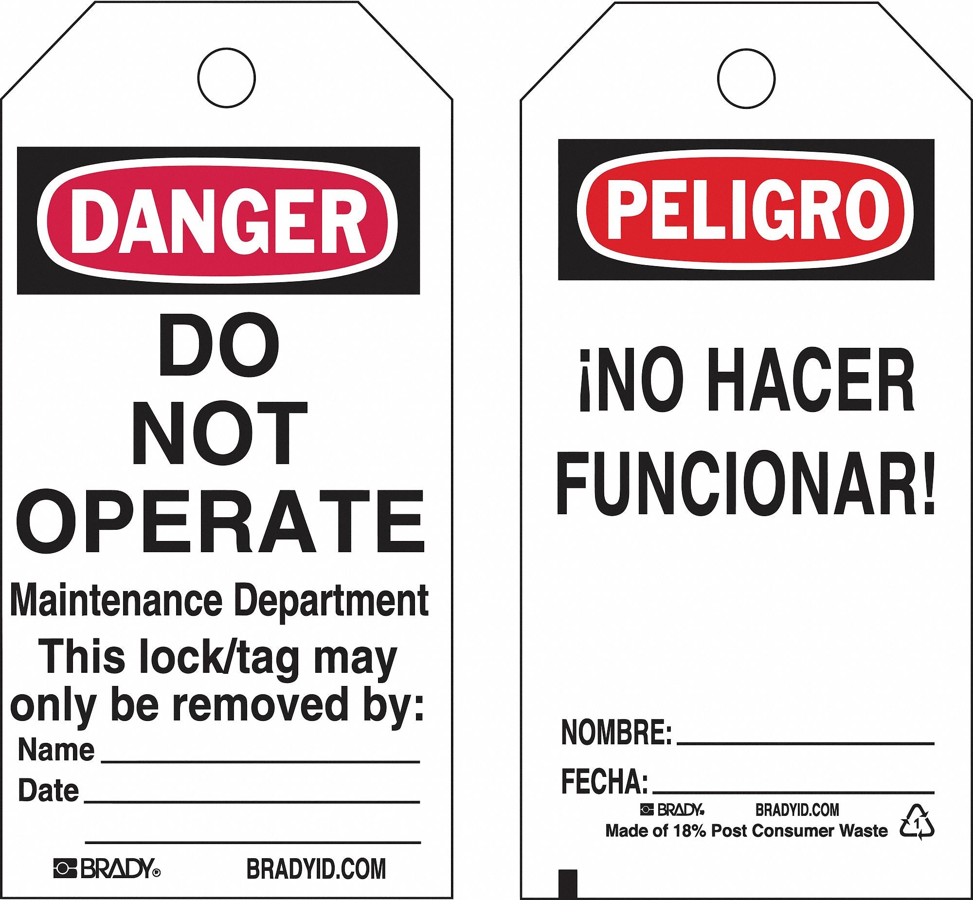 Lockout Tag 5-3/4 H x 3 W Polyester