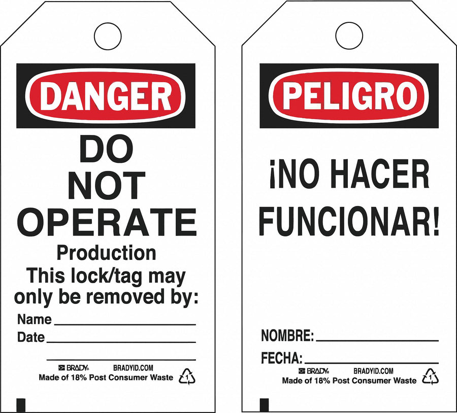 Lockout Tag 5-3/4 Hx3 W Polyester PK25