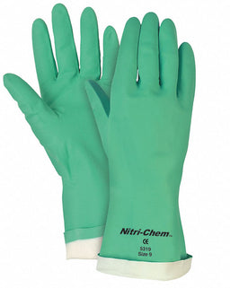 J4451 Chemical Gloves M 13inL Green Nitrile PR