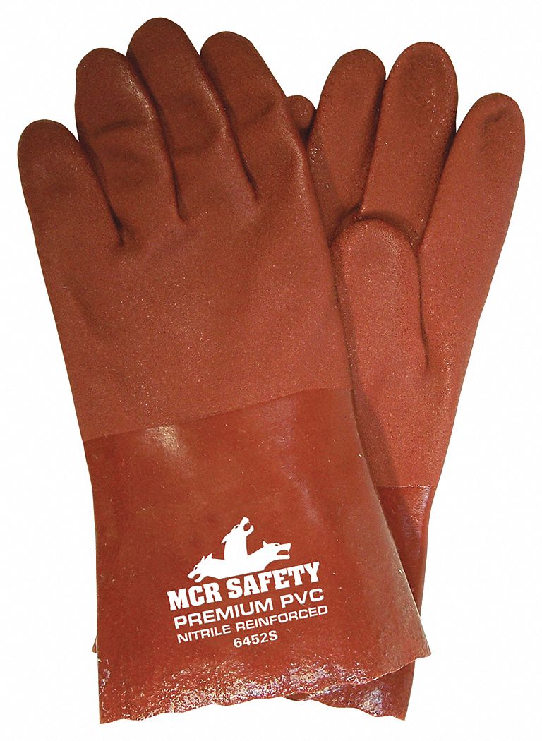Chemical Gloves L Red Sandy PVC PK12