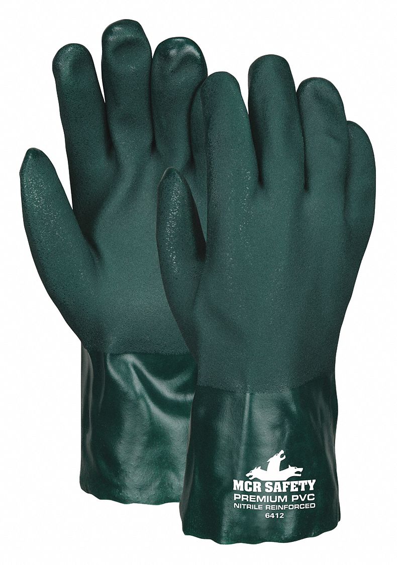 Chemical Gloves L Green Sandy PVC PK12