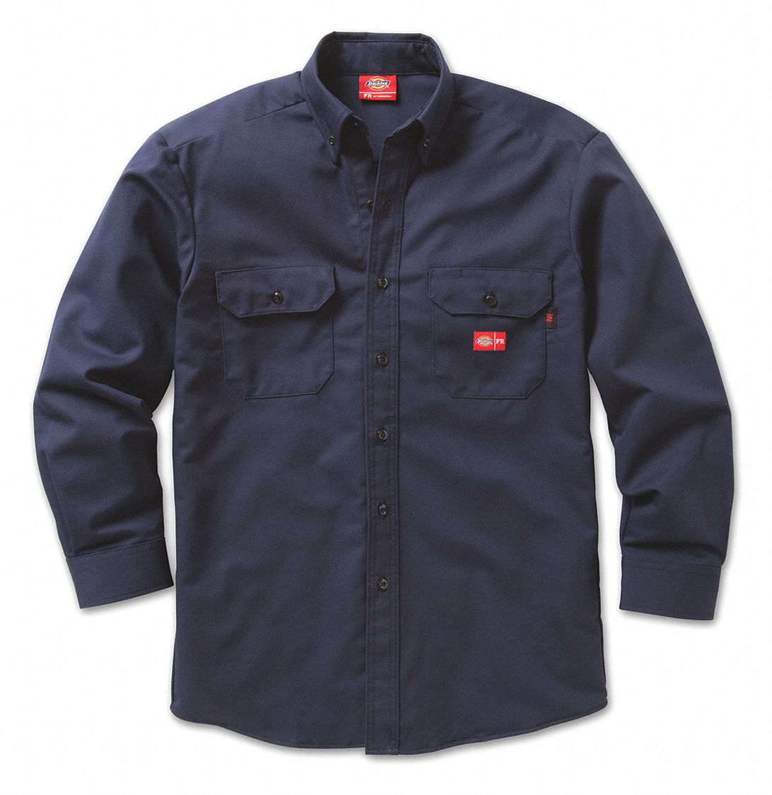 FR Button Down Work Shirt S Navy