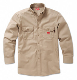 FR Button Down Work Shirt L Khaki
