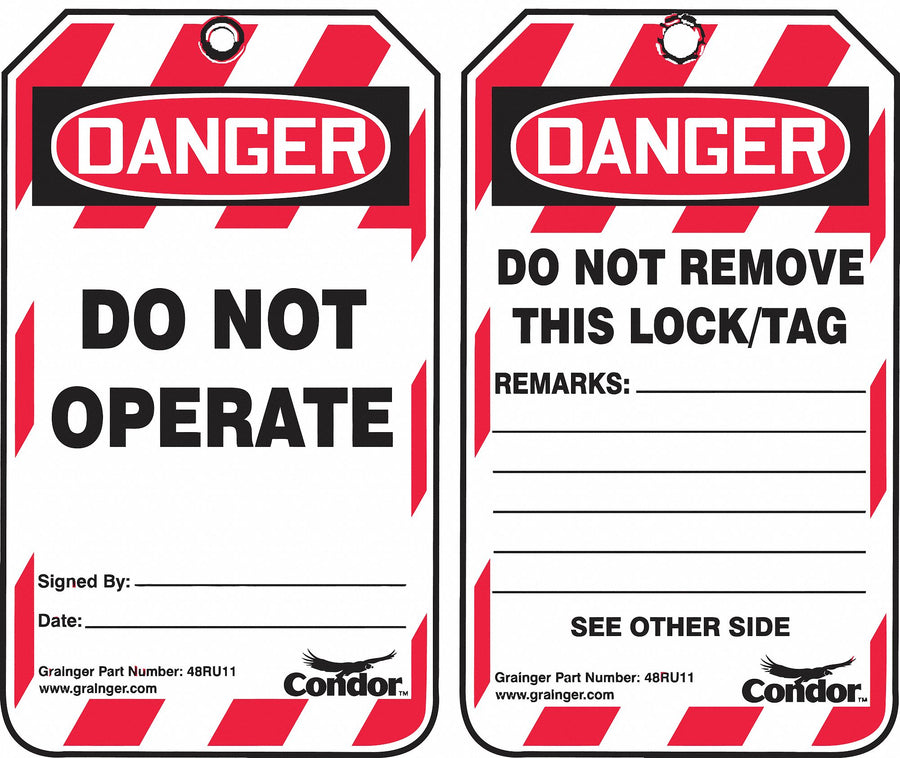 Lockout Tag Danger Do Not Operate PK25