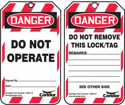 Lockout Tag Danger Do Not Operate PK100