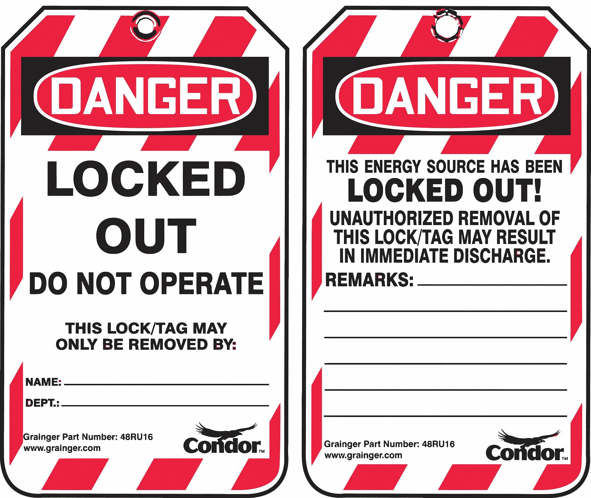 Lockout Tag 3-1/4 inWx5-3/4 in H PK10
