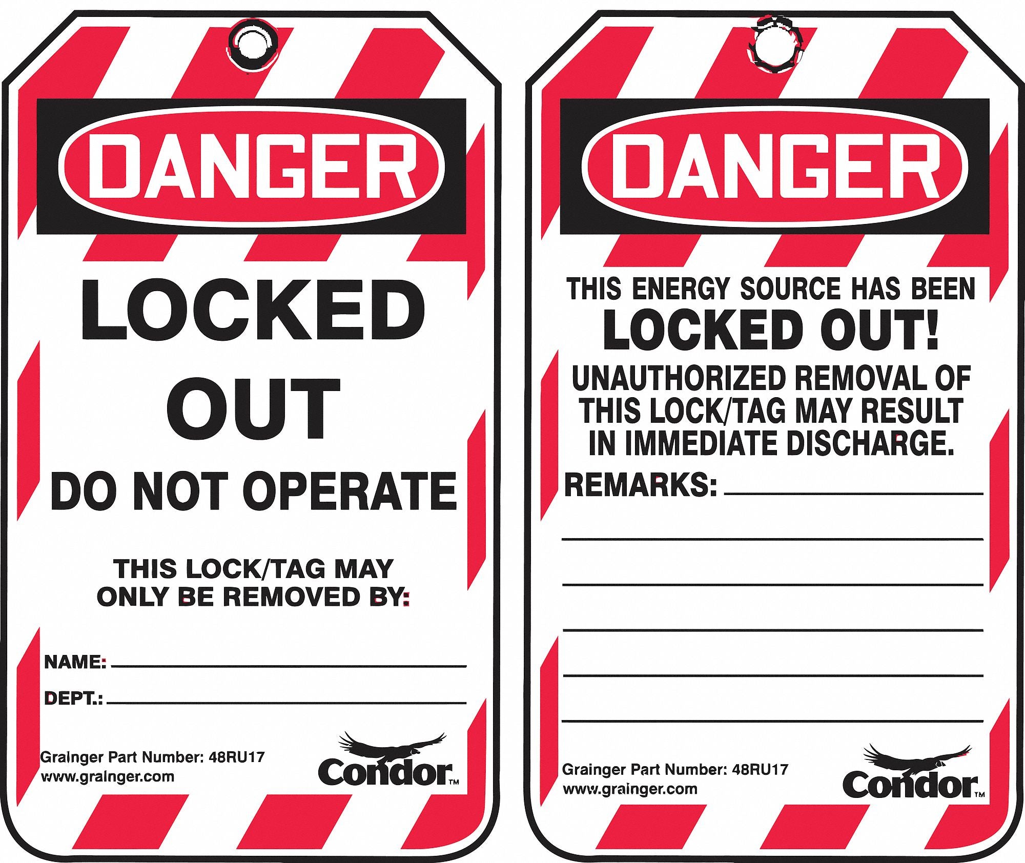 Lockout Tag 3-1/4 in.W 3/8in.Hole PK25