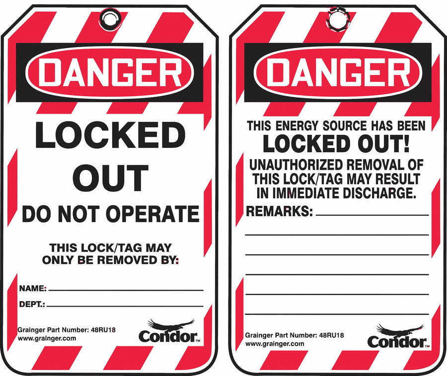 Lockout Tag 3-1/4 inWx5-3/4 in H PK100