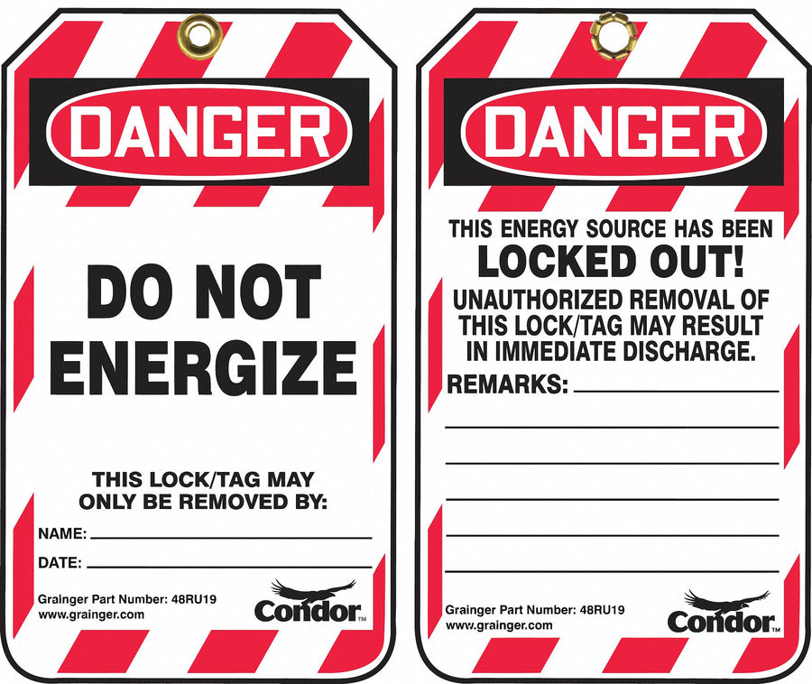 Lockout Tag 3-1/4 in.Wx5-3/4in.H PK10