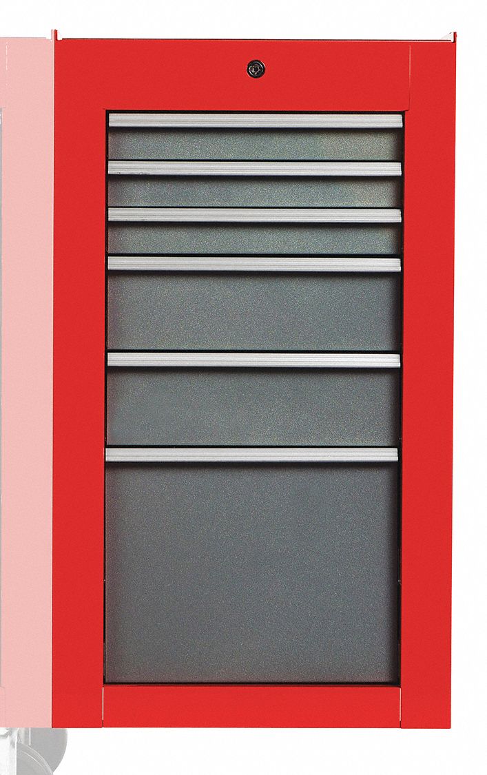 Side Cabinet Red 6 Drawers 34 in - H