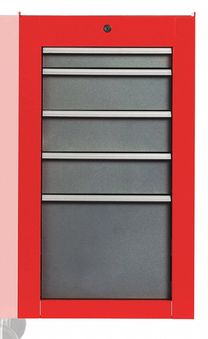 Side Cabinet Red 5 Drawers 34 in - H