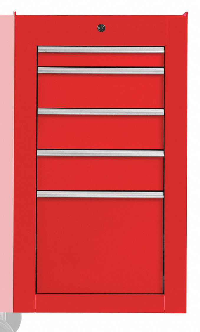 Side Cabinet Red 5 Drawers 34 in - H