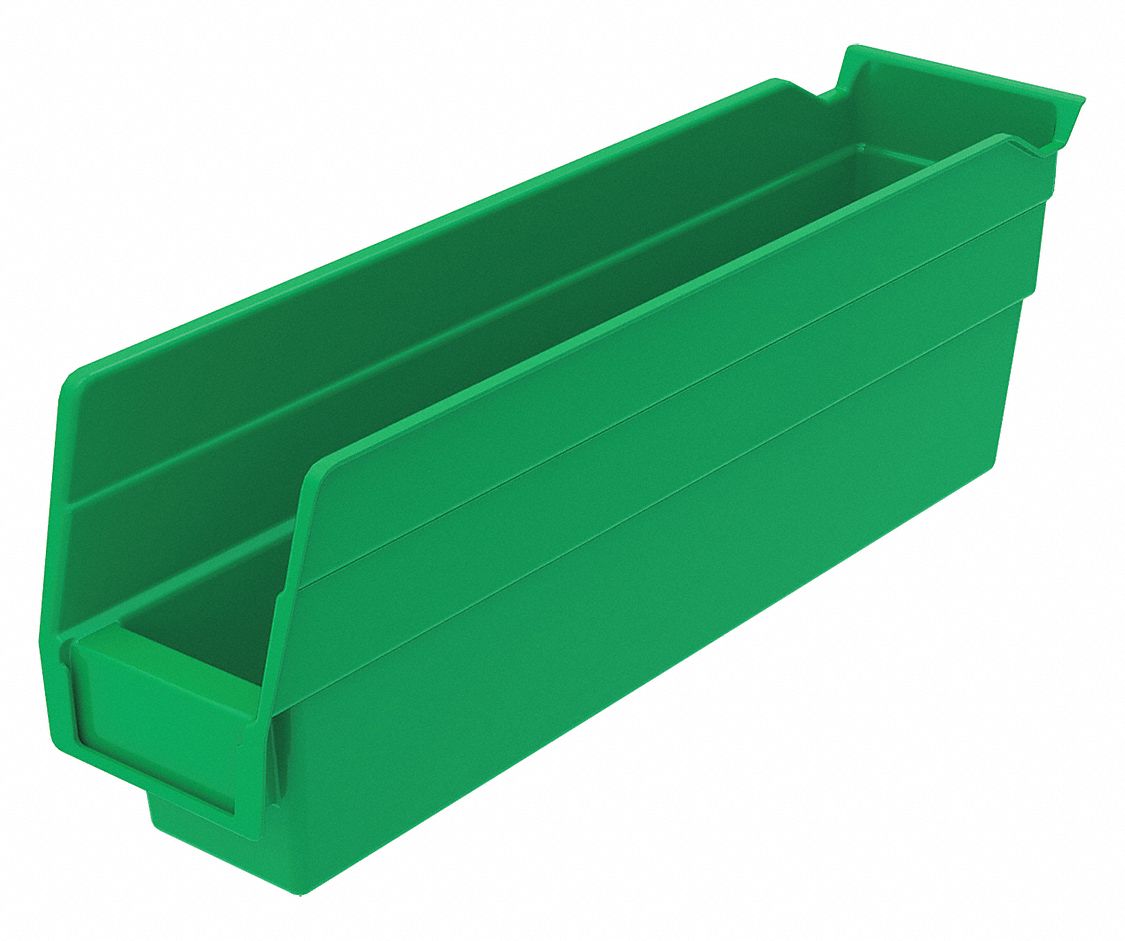 Shelf Bin Green Indstr Grd Poly 4 in