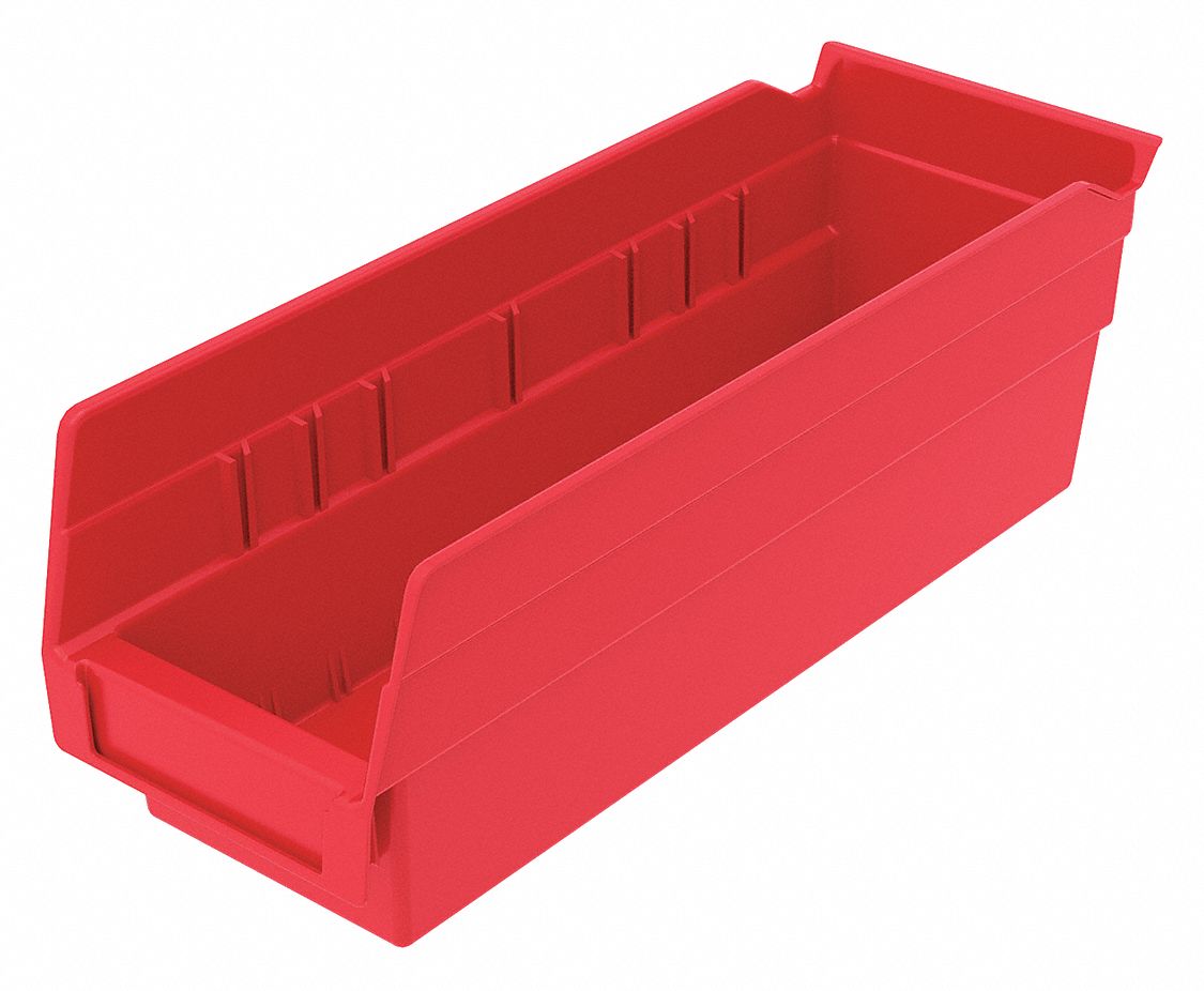 Shelf Bin Red Indstr Grd Poly 4 in