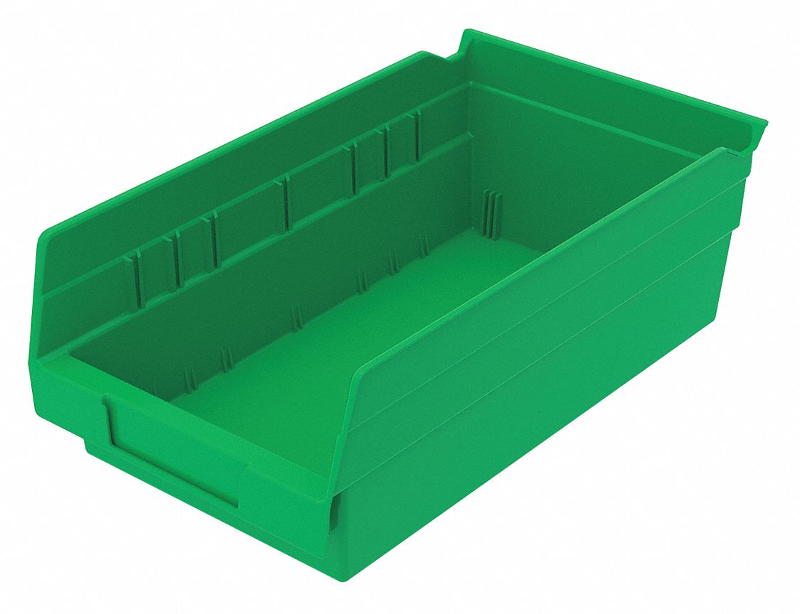 Shelf Bin Green Indstr Grd Poly 4 in