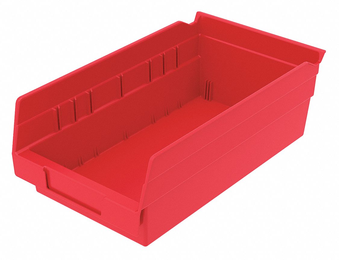 Shelf Bin Red Indstr Grd Poly 4 in