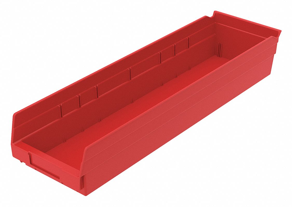 Shelf Bin Red Indstr Grd Poly 4 in